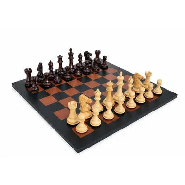 Staunton chess set in rosewood on a genuine leather chess board
