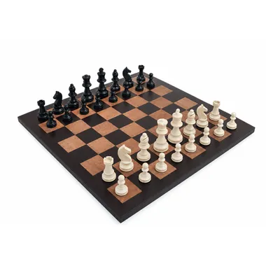 Complete Staunton chess set on a genuine Italian leather chess board