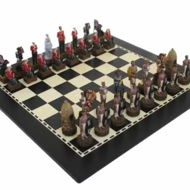 British vs Zulu Chess Set - Wooden Chess Board & Hand-Painted Resin Chess Pieces