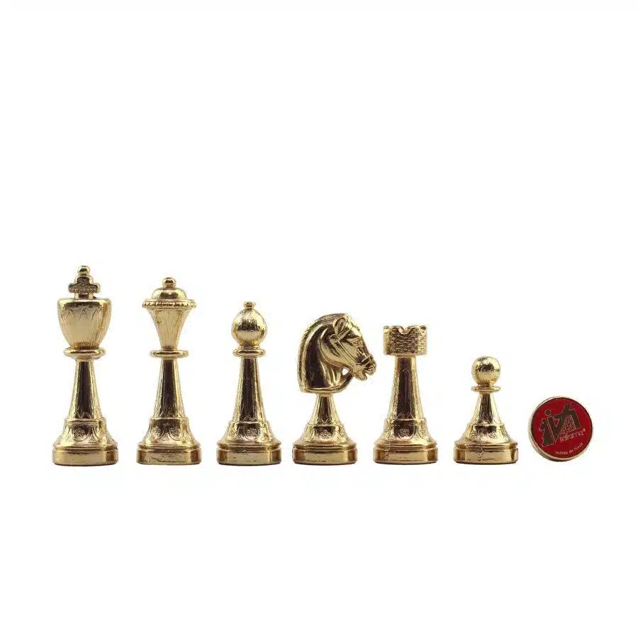 Floral Chess Set - Glossy Black and Red Briar Wood Chess Board & Gold and Silver-Plated Metal Chess Pieces - Image 7