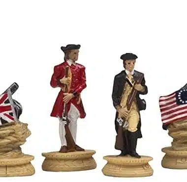 Alternative view of American Revolution Chess Set in Pewter with Faux Leather Chess Board