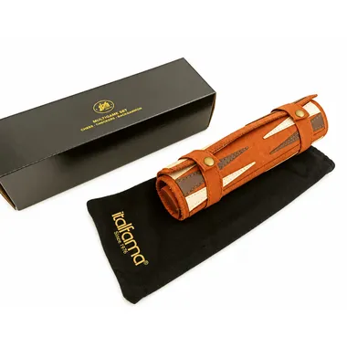 Roll-up multi-game set in brown with box and storage pouch