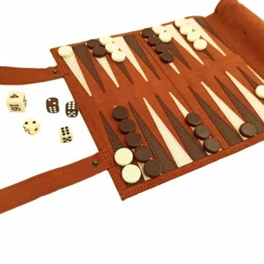 Alternative view of Roll-Up Chess, Draughts and Backgammon Set, Brown