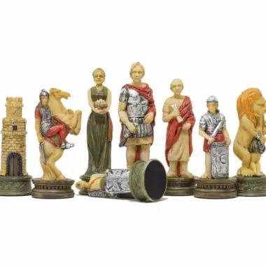 Alternative view of Romans vs Gladiators Resin Chess Set with Faux Leather Chess Board and Storage Compartment
