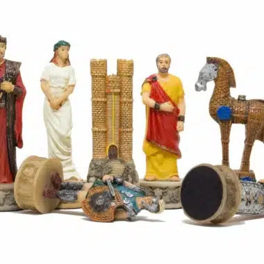 Alternative view of Battle of Troy Resin Chess Set & Faux Leather Chess Board with Storage Compartment
