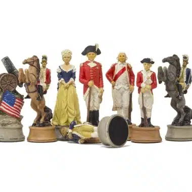 Alternative view of American War of Independence Resin Chess Set & Faux Leather Chess Board with Storage Compartment