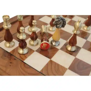 Alternative view of Grand Oriental Chess Set - Briar Wood and Elm Wood Chess Board & Solid Brass and Wood Chess Set
