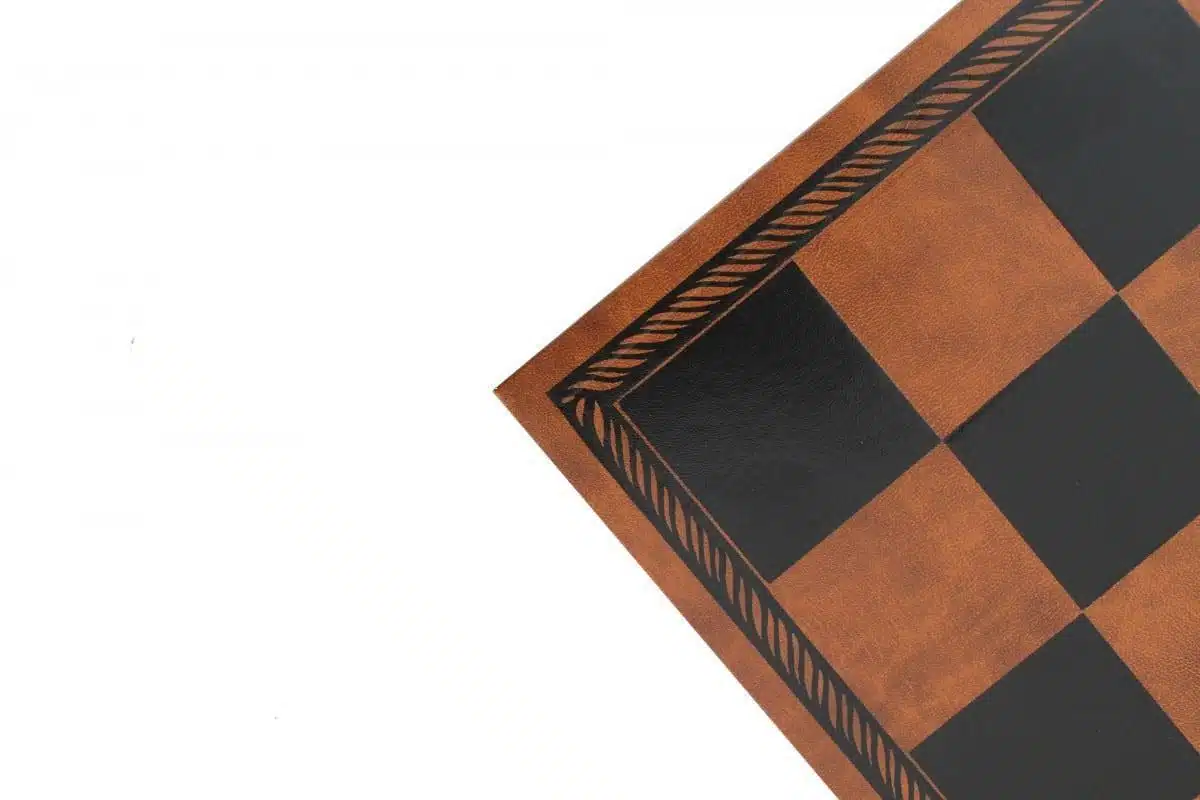 Metal and Wood Staunton Chess Set with Brown Faux Leather Chess Board - Image 9