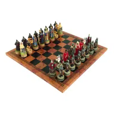 Mongol Domination of Russia Resin Chess Set and Faux Leather Chess Board