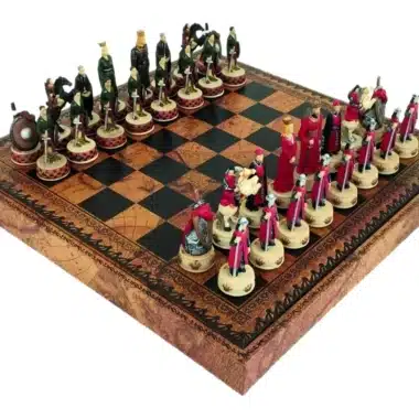 Scottish Wars of Independence Chess Set & Faux Leather Chess Board with Storage Compartment