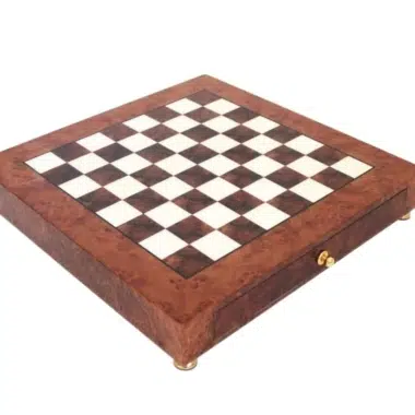 Briar Wood Chess Table on a Stand with Storage Drawer