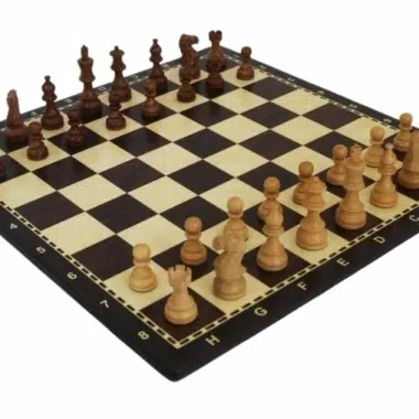 Large Staunton Chess Set in Acacia Wood with Alphanumeric Wooden Chess Board