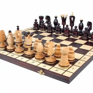 Large Folding Chess Board and Wooden Chess Pieces with Storage