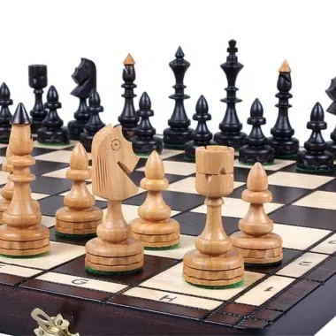 Large Chess Set and Folding Wooden Chess Board with Storage