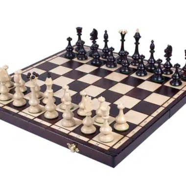 Large Folding Chess Board and Decorative Wooden Chess Pieces with Storage