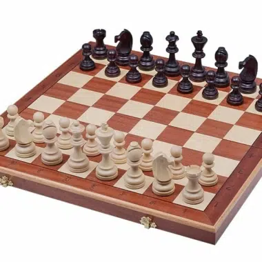 Wooden Chess Set with Folding Chess Board and Storage