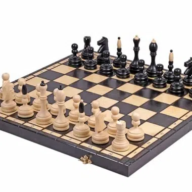 Folding Chess Board and Wooden Chess Set with Storage
