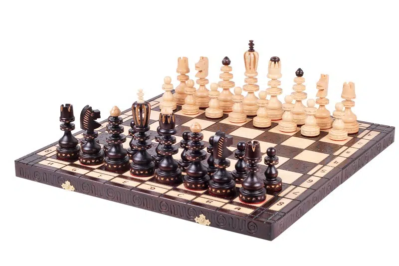 Large Folding Wooden Chess Set and Chess Board with Storage