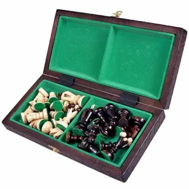Alternative view of Chess Pieces and Foldable Wooden Chess Board
