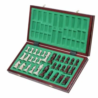 Alternative view of Folding Chess Board and Wooden Chess Set with Storage