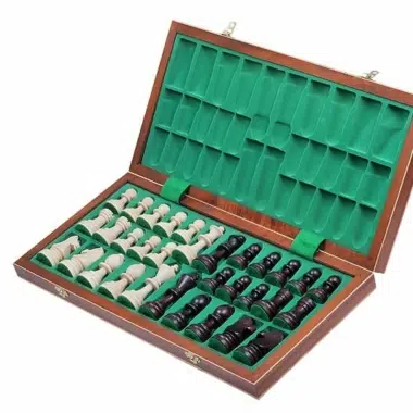 Alternative view of Wooden Chess Set with Folding Chess Board and Storage