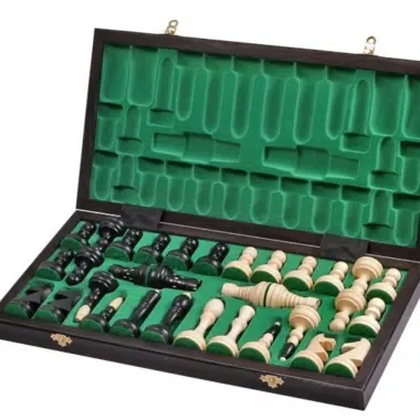 Alternative view of Folding Chess Board and Wooden Chess Set with Storage