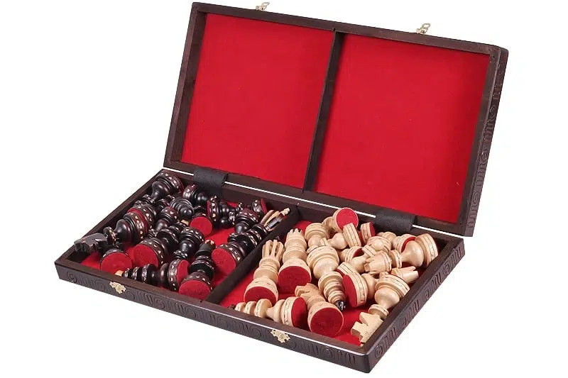 Large Folding Wooden Chess Set and Chess Board with Storage - Image 2