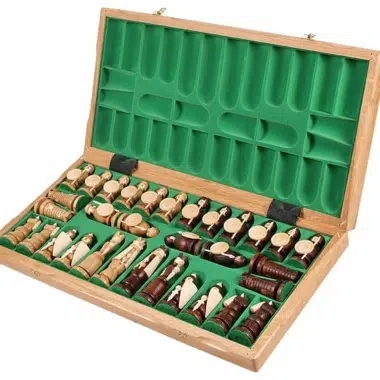 Alternative view of Folding Wooden Chess Board and Themed Chess Set with Storage