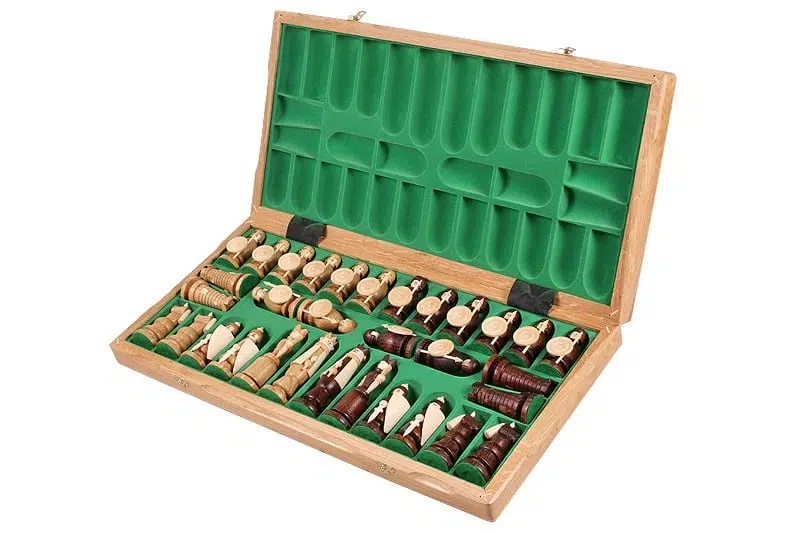 Folding Wooden Chess Board and Themed Chess Set with Storage - Image 2