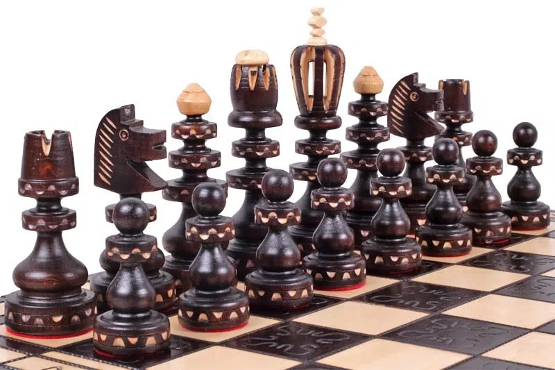 Large Folding Wooden Chess Set and Chess Board with Storage - Image 3