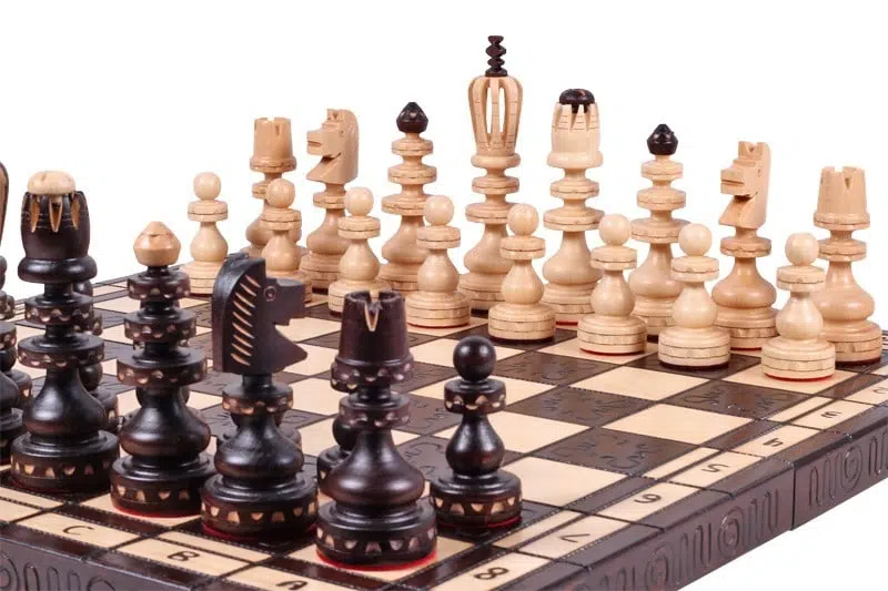 Large Folding Wooden Chess Set and Chess Board with Storage - Image 6