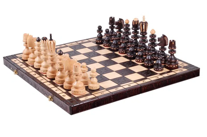 Large Folding Wooden Chess Set and Chess Board with Storage - Image 5
