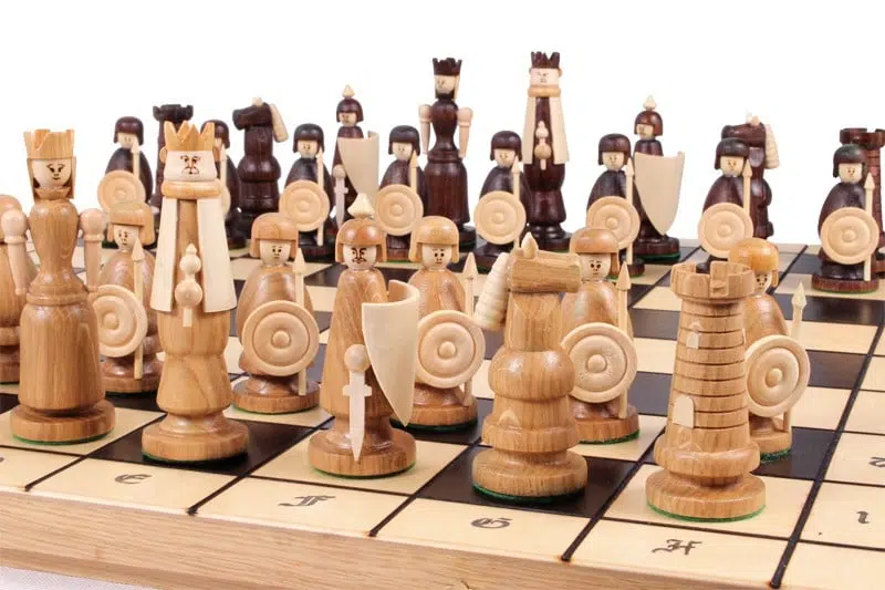 Folding Wooden Chess Board and Themed Chess Set with Storage - Image 5