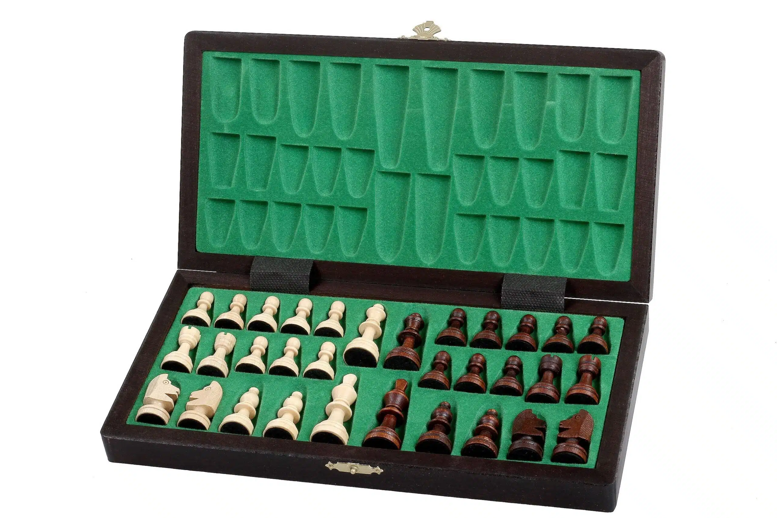 Small Magnetic Wooden Chess Set with Storage - Image 2