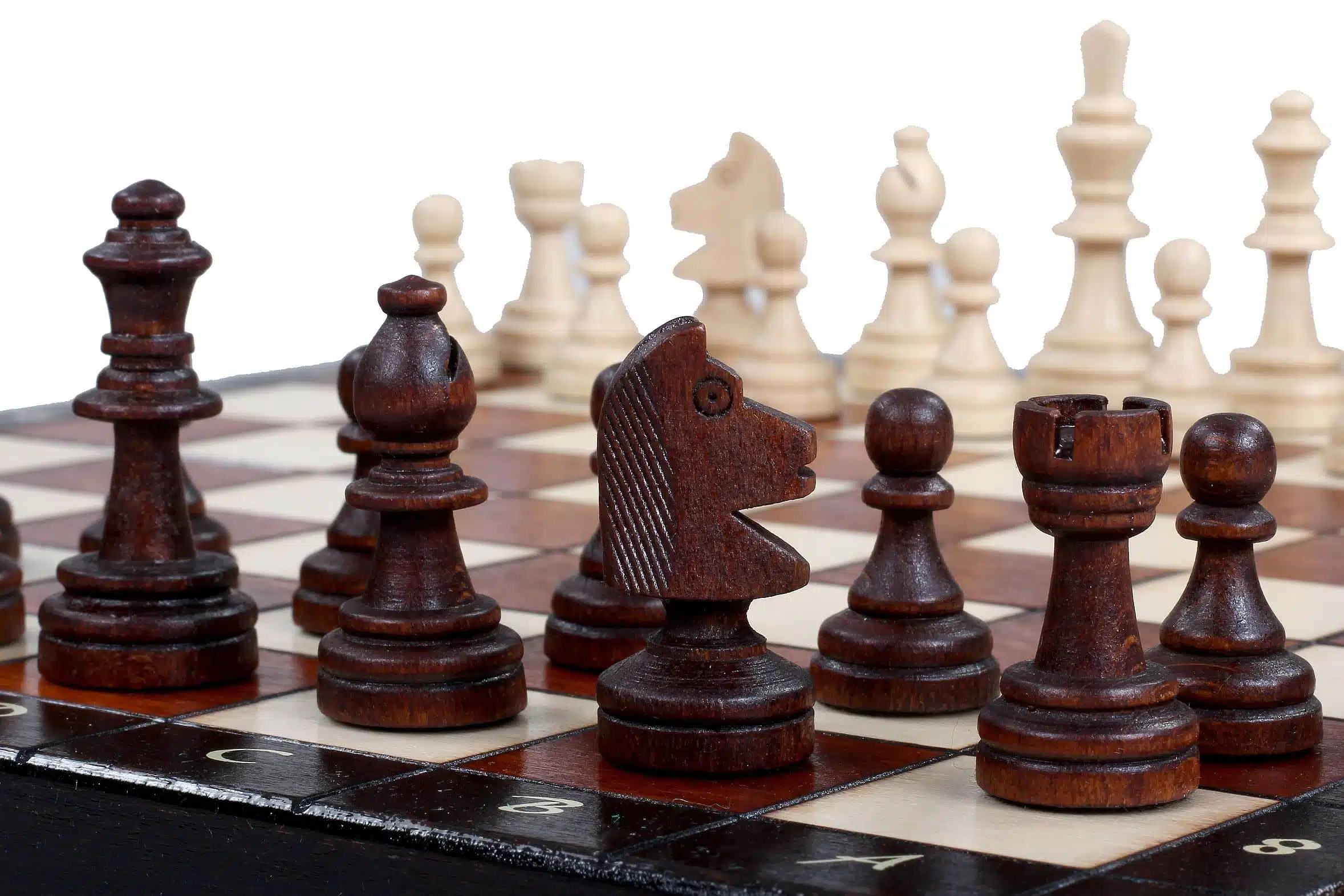 Small Magnetic Wooden Chess Set with Storage - Image 7