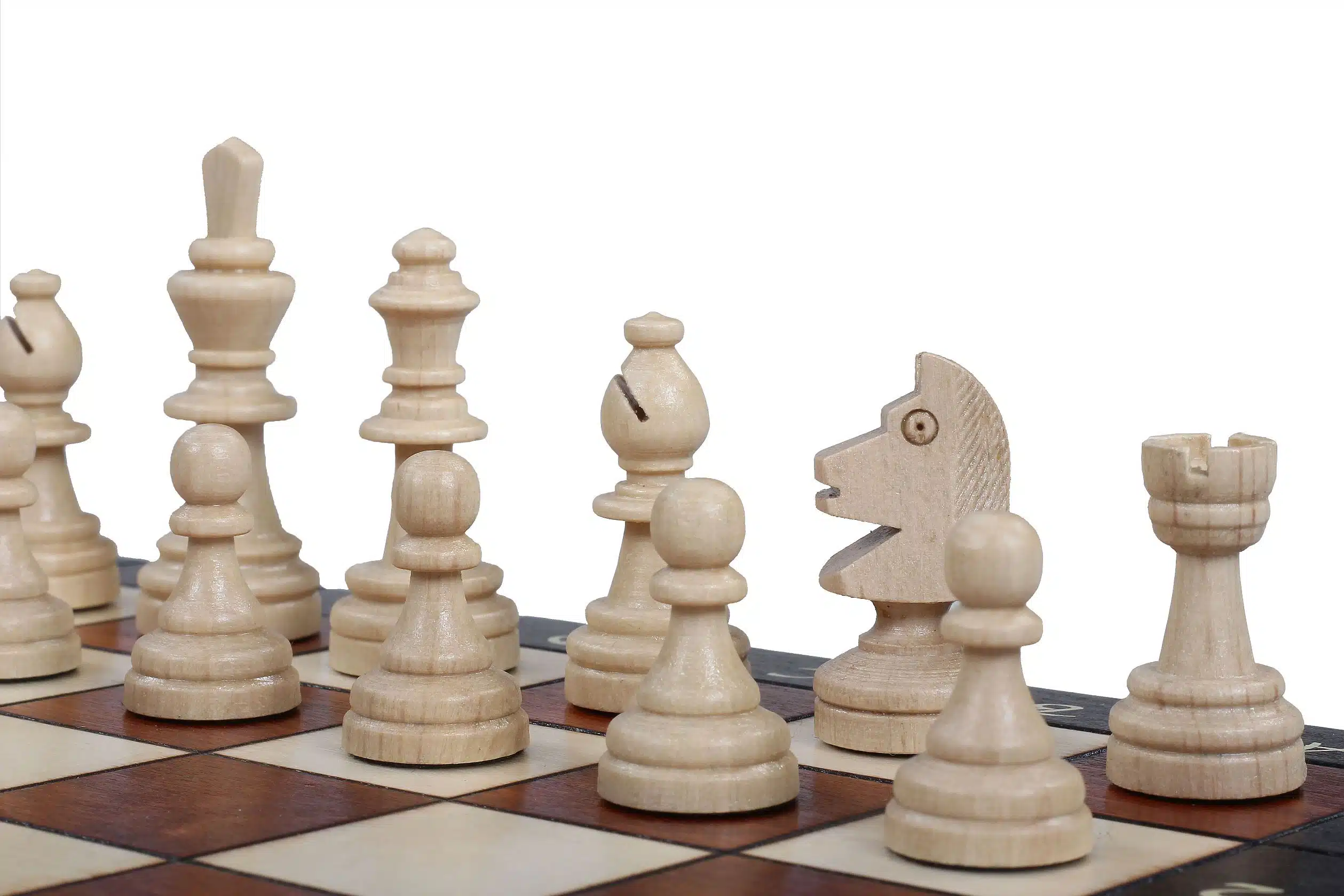 Small Magnetic Wooden Chess Set with Storage - Image 6