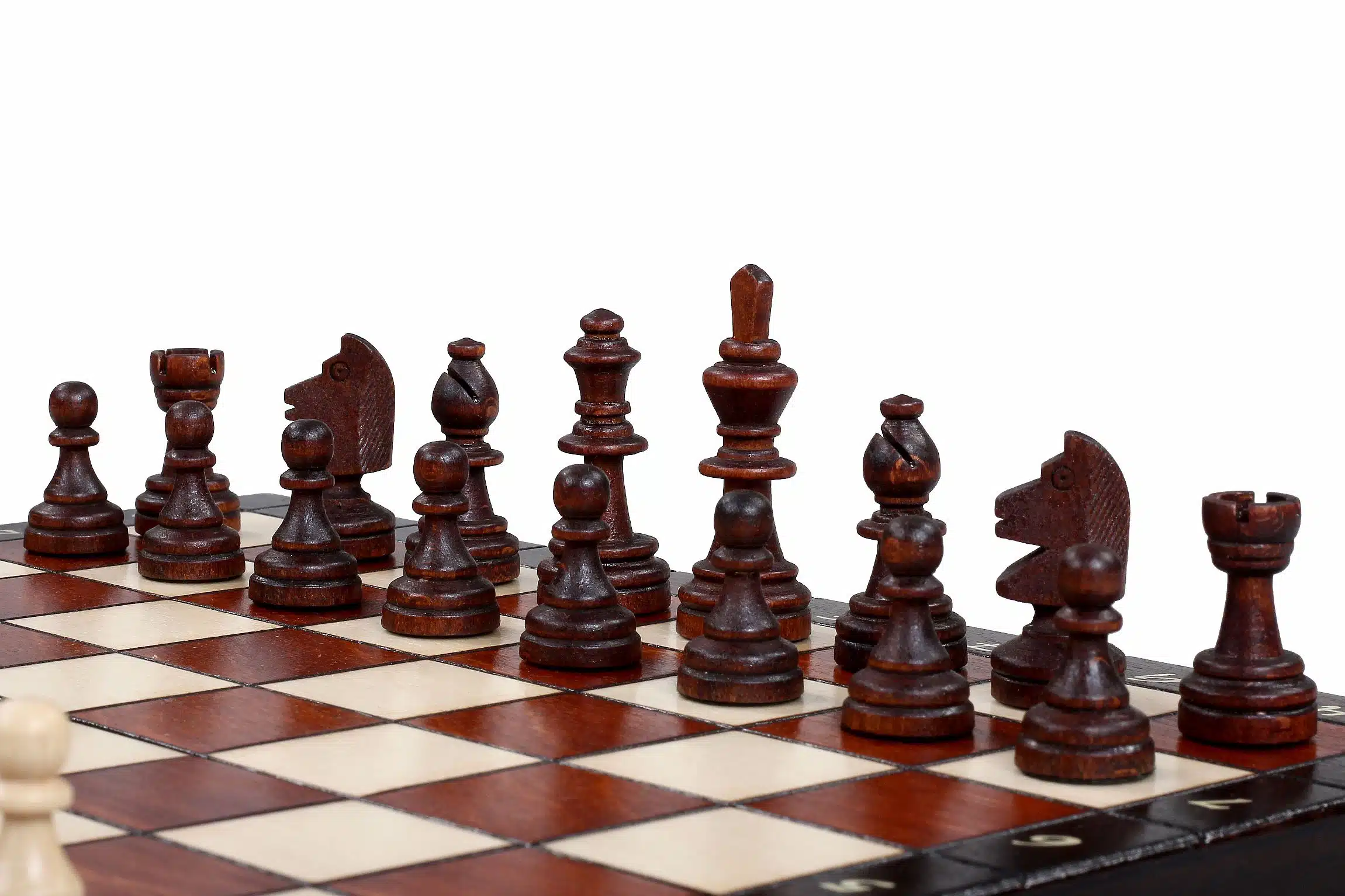 Small Magnetic Wooden Chess Set with Storage - Image 5