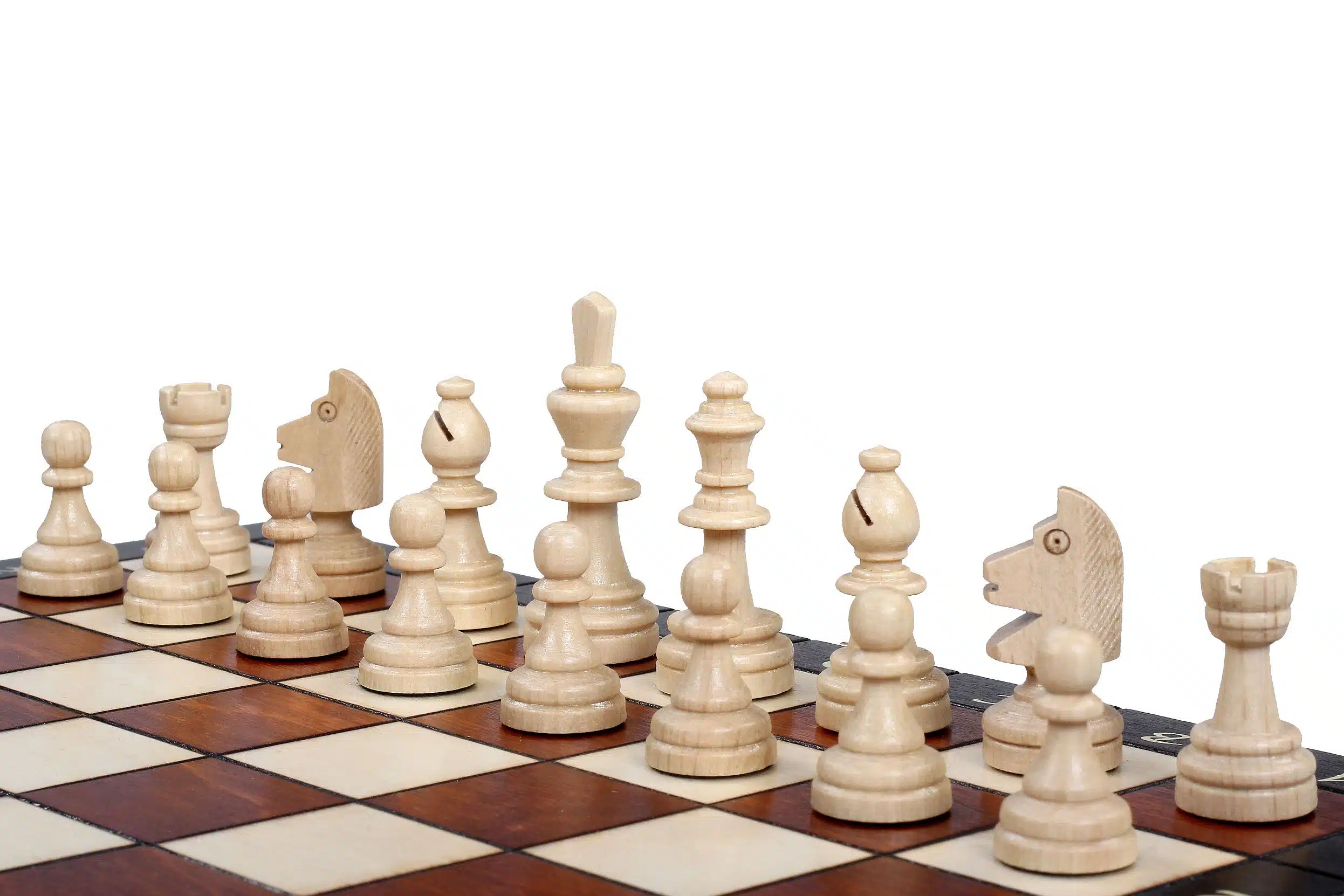 Small Magnetic Wooden Chess Set with Storage - Image 4
