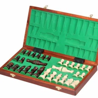 Alternative view of Folding Wooden Chess Set and Chess Board with Storage