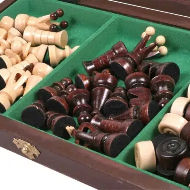 Alternative view of Folding Wooden Chess and Draughts Set