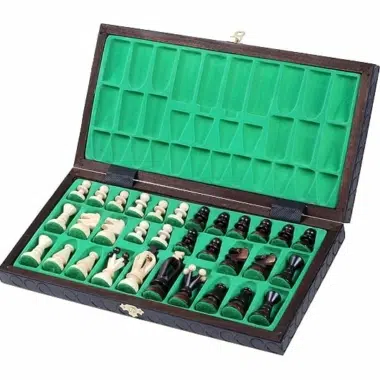 Alternative view of Folding Wooden Chess Set and Chess Board with Storage