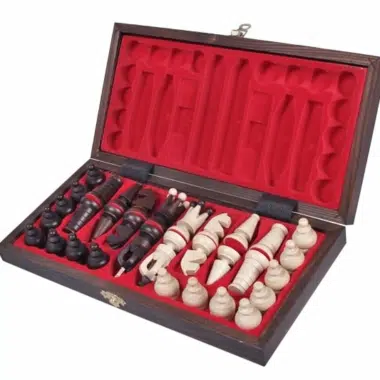 Alternative view of Ornate Folding Wooden Chess Set - 31x31 cm