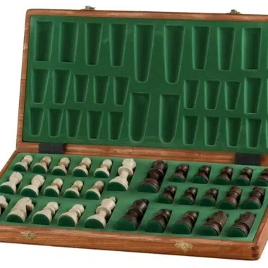 Alternative view of Folding Wooden Chess Board and Staunton Wooden Chess Pieces with Storage