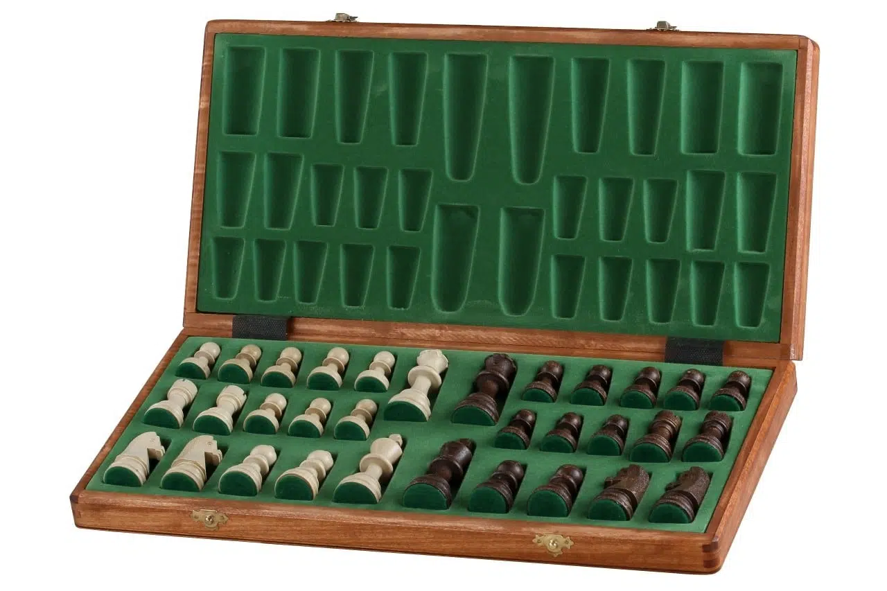 Folding Wooden Chess Board and Staunton Wooden Chess Pieces with Storage - Image 2