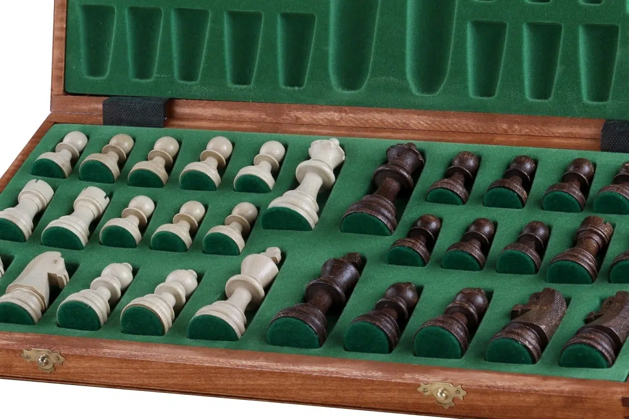 Folding Wooden Chess Board and Staunton Wooden Chess Pieces with Storage - Image 6