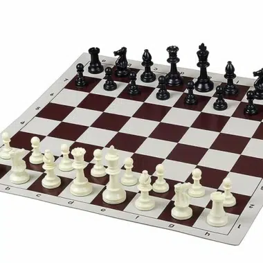 Alternative view of Roll-Up Chess Board with Storage Bag, Plastic Chess Pieces and Clock