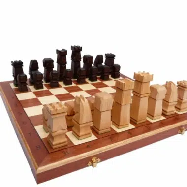 Cubic Wooden Chess Set and Folding Wooden Chess Board