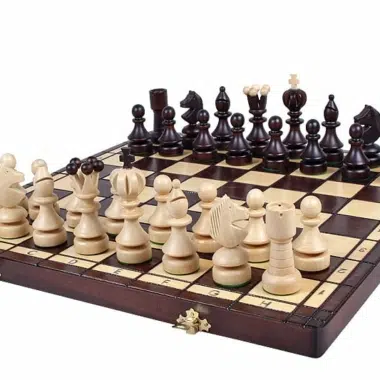 Wooden Chess Set and Folding Wooden Chess Board with Storage