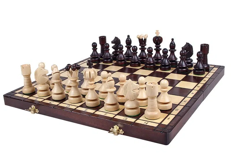 Wooden Chess Set and Folding Wooden Chess Board with Storage