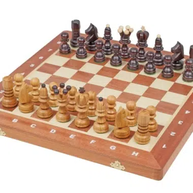 Wooden Chess Pieces and Folding Wooden Chess Board with Storage